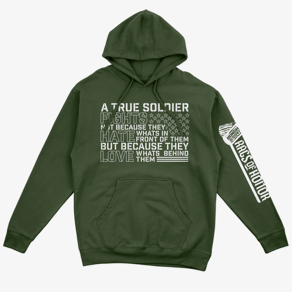 "A True Soldier" Flag Hoodie - Green